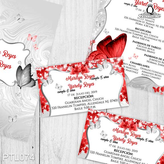 Invitaciones de 15 Años de Mariposas Brillos PTL074