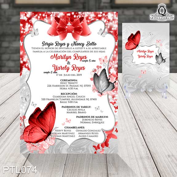 Invitaciones de 15 Años de Mariposas Brillos PTL074