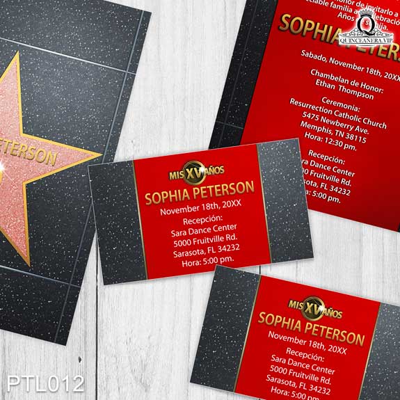 Invitaciones de Quinceañera de Hollywood Estrella PTL012 - PTL012
