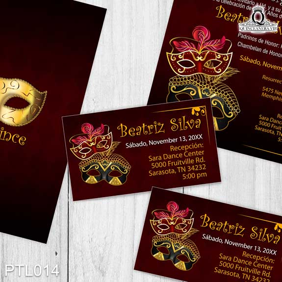 Invitaciones de 15 Años de Mascaras Antifaz PTL014