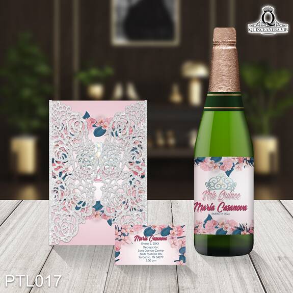 Invitaciones de Quinceañera de Flores Coronas PTL017 - PTL017