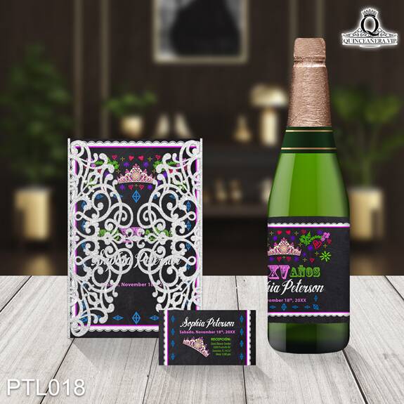 Invitaciones de 15 Años de Fiesta y Coronas PTL018