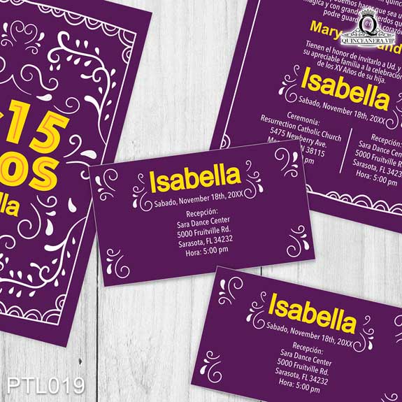 Invitaciones de 15 Años diseño Papel Picado PTL019