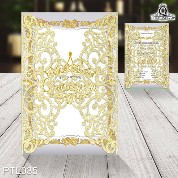 Invitaciones de Quinceañera de Glamuroso Coronas PTL035 - PTL035