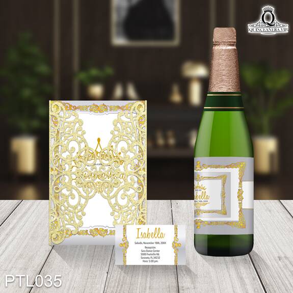 Invitaciones de Quinceañera de Glamuroso Coronas PTL035 - PTL035