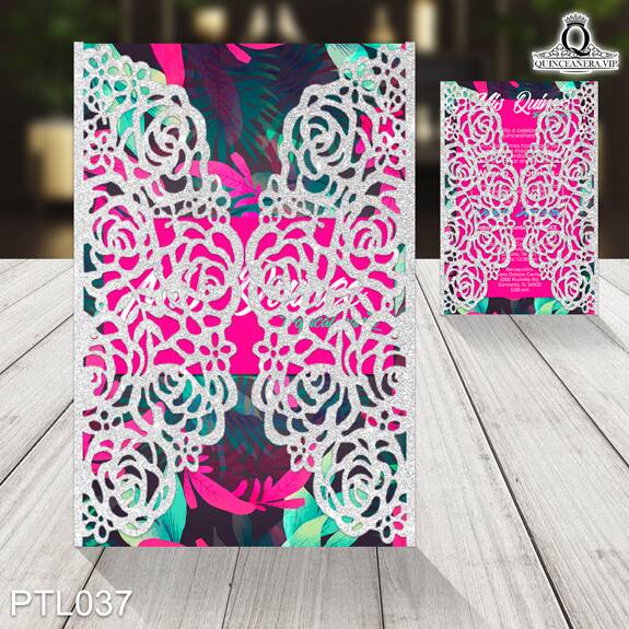 Invitaciones de 15 Años Tropical y Hojas de Palma PTL037