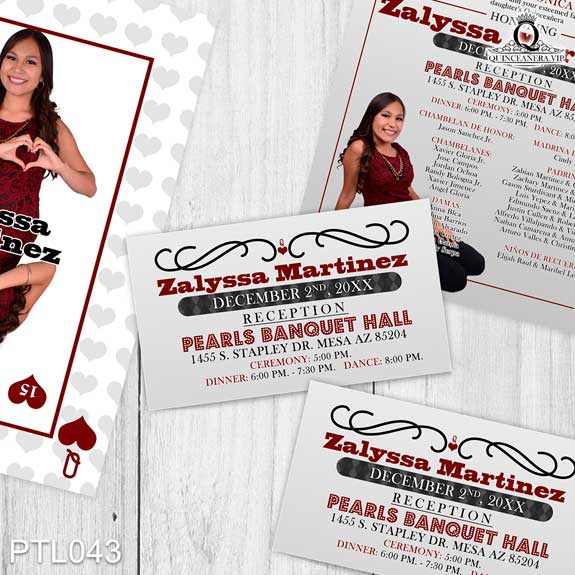 Invitaciones de Quinceañera de Póker corazones PTL043 - PTL043