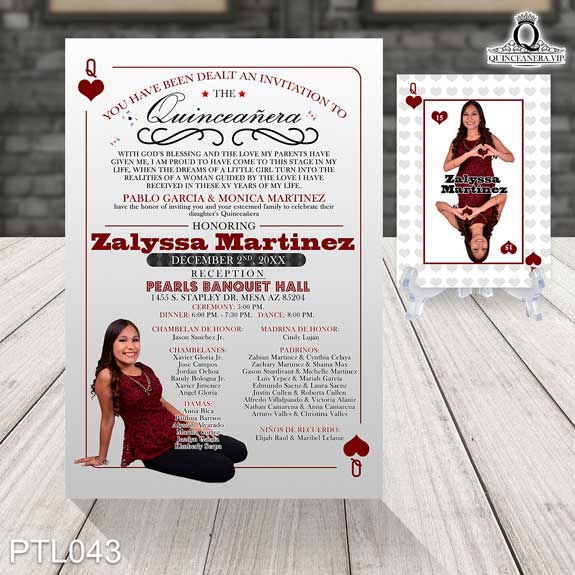Invitaciones de Quinceañera de Póker corazones PTL043 - PTL043