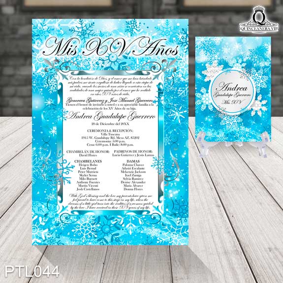 Invitaciones de 15 Años de Invierno Copos de nieve  PTL044