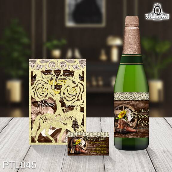Invitaciones de Quinceañera de Vaquero Botas PTL045 - PTL045