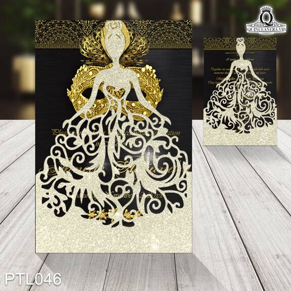 Invitaciones de 15 Años de Antifaz Plumas PTL046