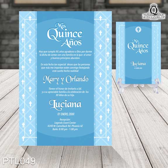 Invitaciones de Quinceañera de Religiosa Cruz PTL049 - PTL049