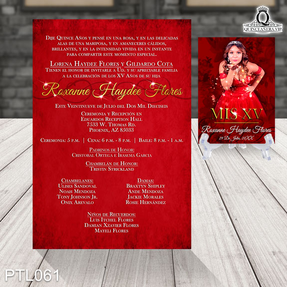 Invitaciones de Quinceañera de Glamuroso Brillos PTL061 - PTL061