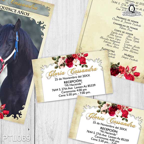 Invitaciones de Quinceañera de Vaquero Rosas PTL069 - PTL069