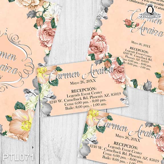 Invitaciones de Quinceañera de Flores Emblemas PTL071 - PTL071