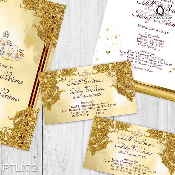 Invitaciones de 15 Años de Coronas y Diamantes PTL072