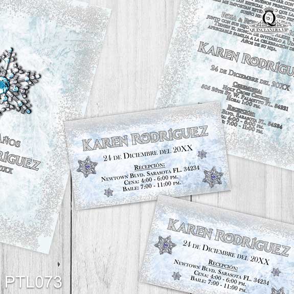 Invitaciones de 15 Años de Copos de Nieve Diamantes PTL073
