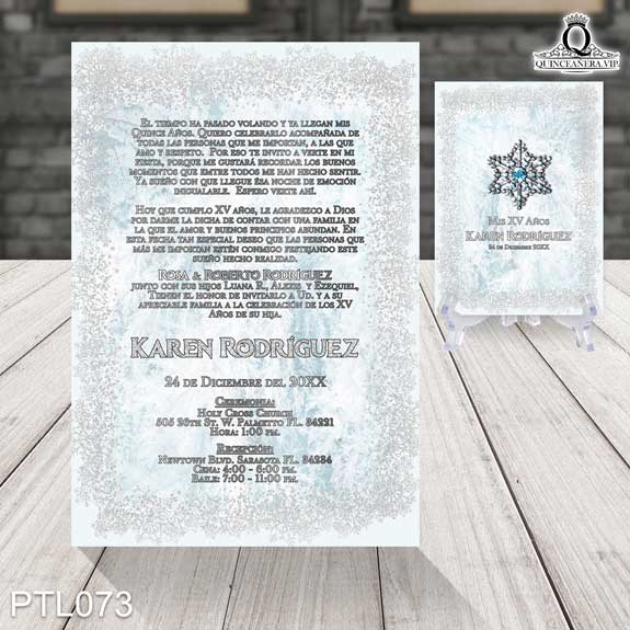 Invitaciones de 15 Años de Copos de Nieve Diamantes PTL073