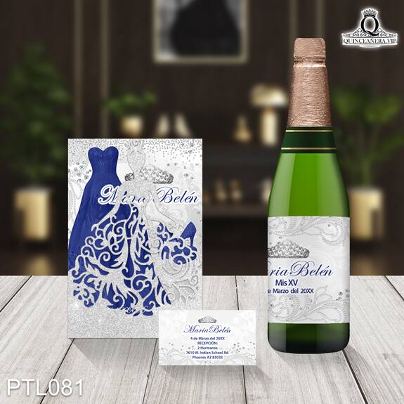 Invitaciones de 15 Años de Coronas Vestidos PTL081