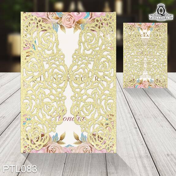 Invitaciones de Quinceañera de Flores Estilizadas  PTL083 - PTL083