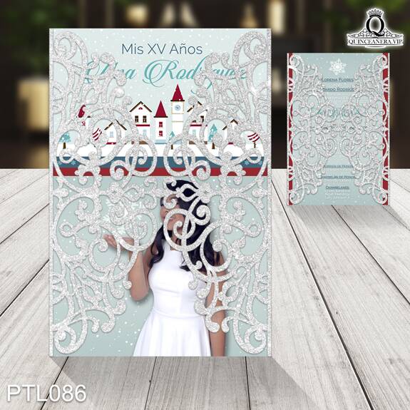 Invitaciones de 15 Años de Invierno Copos de nieve PTL086