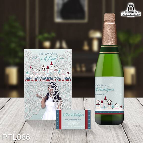 Invitaciones de 15 Años de Invierno Copos de nieve PTL086