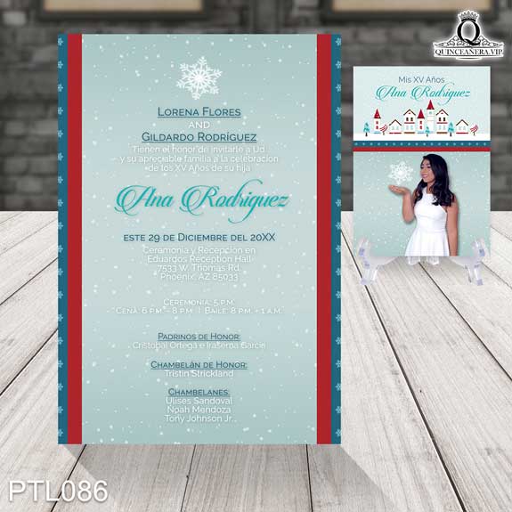 Invitaciones de 15 Años de Invierno Copos de nieve PTL086