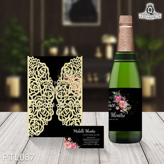 Invitaciones de Quinceañera de Flores Rosas PTL087 - PTL087