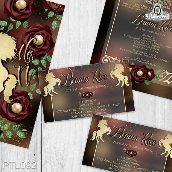Invitaciones de Quinceañera de Vaquero Caballo PTL092 - PTL092