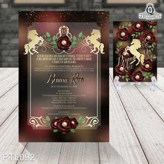Invitaciones de Quinceañera de Vaquero Caballo PTL092 - PTL092