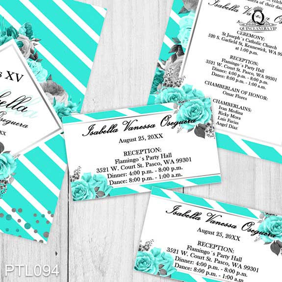 Invitaciones de Quinceañera de Flores Rayas PTL094 - PTL094