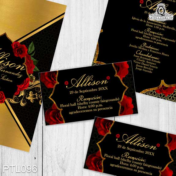 Invitaciones de Quinceañera de Oro y rosa PTL096 - PTL096