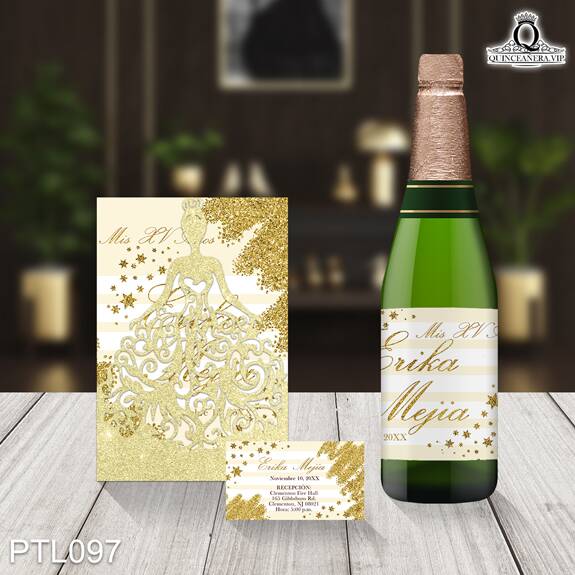 Invitaciones de Quinceañera de Glitter Rayas PTL097 - PTL097