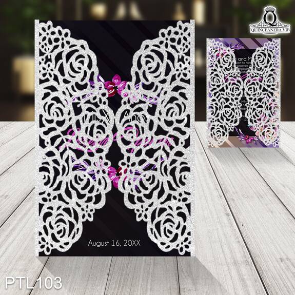 Invitaciones de Quinceañera de Glamuroso flores PTL103 - PTL103