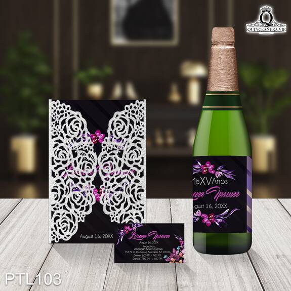 Invitaciones de Quinceañera de Glamuroso flores PTL103 - PTL103