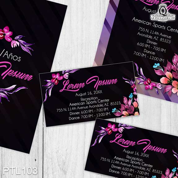 Invitaciones de Quinceañera de Glamuroso flores PTL103 - PTL103