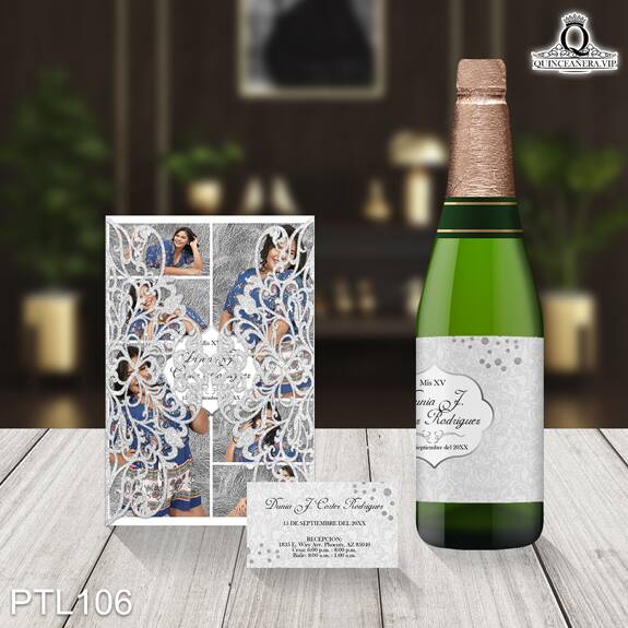 Invitaciones de Quinceañera de Glamuroso damask PTL106 - PTL106