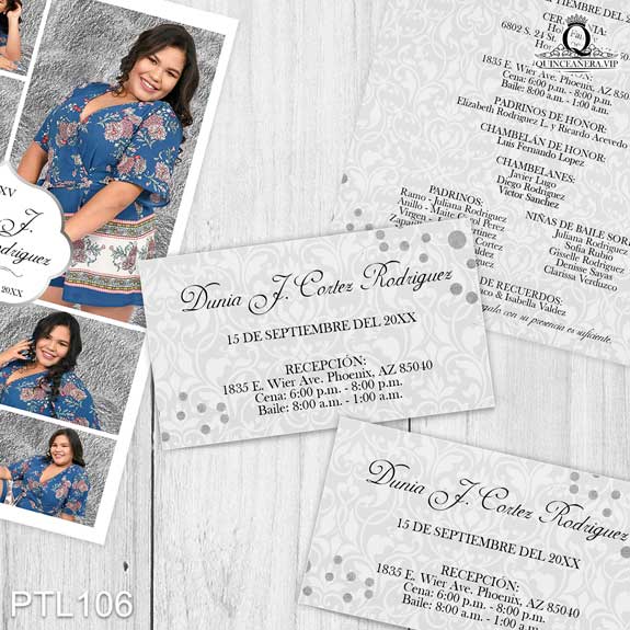 Invitaciones de Quinceañera de Glamuroso damask PTL106 - PTL106
