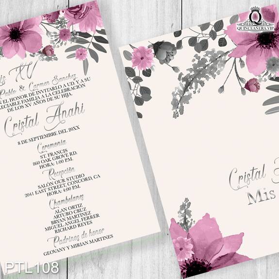 Invitaciones de Flores bouquet PTL108