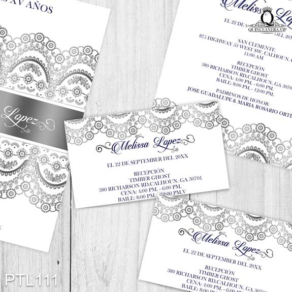 Invitaciones de Quinceañera de Glamuroso encaje PTL111 - PTL111