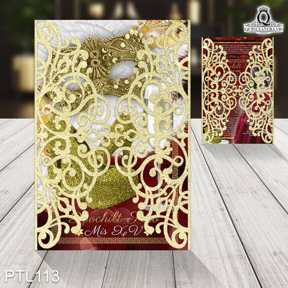 Invitaciones de 15 Años de Antifaz Zapatillas PTL113