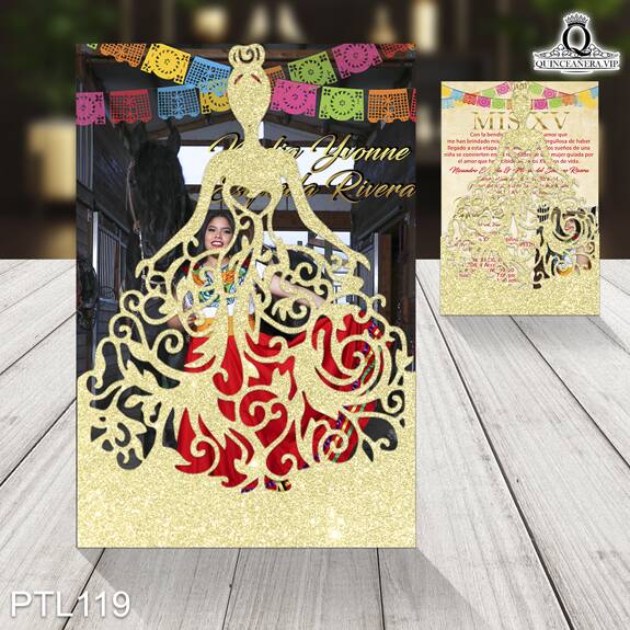 Invitaciones de 15 Años de Papel Picado Caballo PTL119