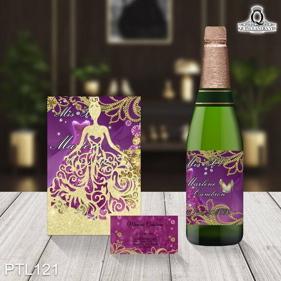 Invitaciones de 15 Años de Realeza vestido PTL121