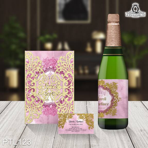 Invitaciones de 15 Años de Coronas Glitter PTL123