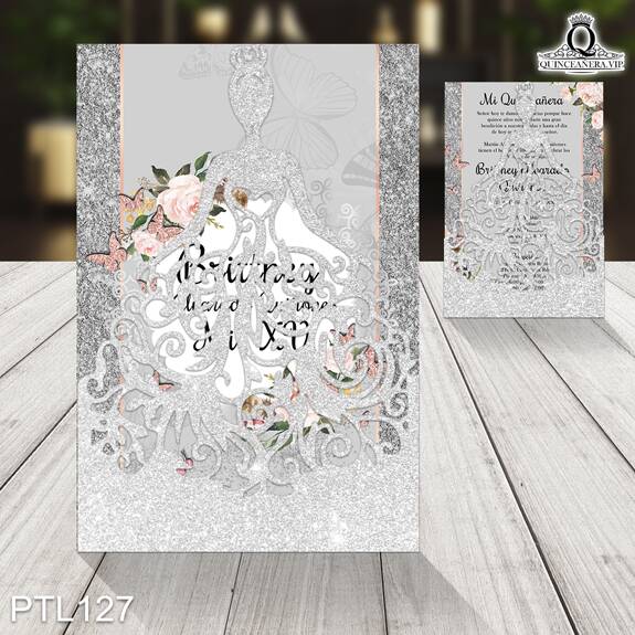 Invitaciones de 15 Años de Mariposas Glitter PTL127