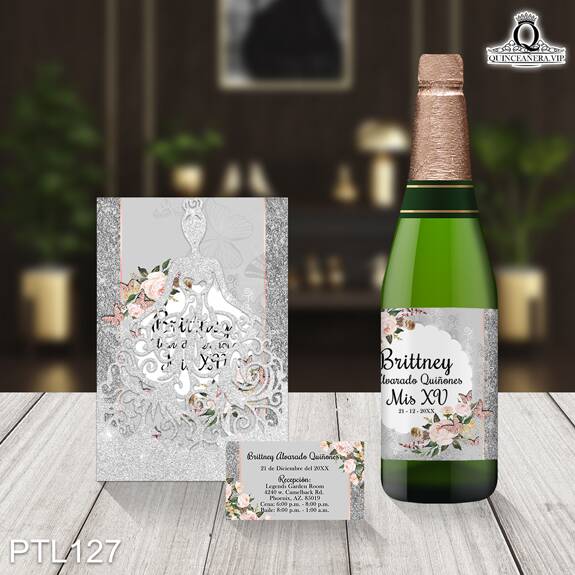 Invitaciones de 15 Años de Mariposas Glitter PTL127