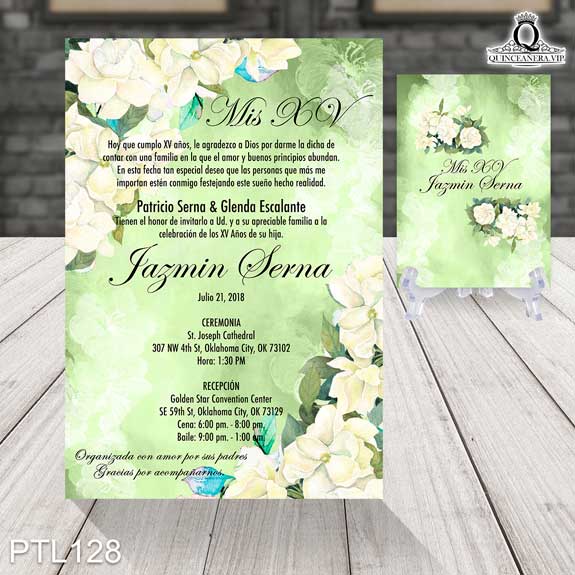 Invitaciones de Quinceañera de Flores jazmines PTL128 - PTL128