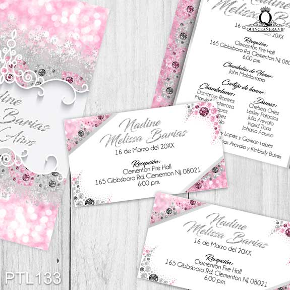 Invitaciones de Quinceañera de Glamuroso dimantes PTL133 - PTL133
