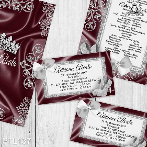 Invitaciones de 15 Años de Coronas Brillantina PTL137