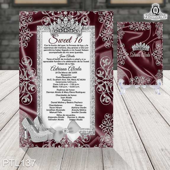 Invitaciones de 15 Años de Coronas Brillantina PTL137